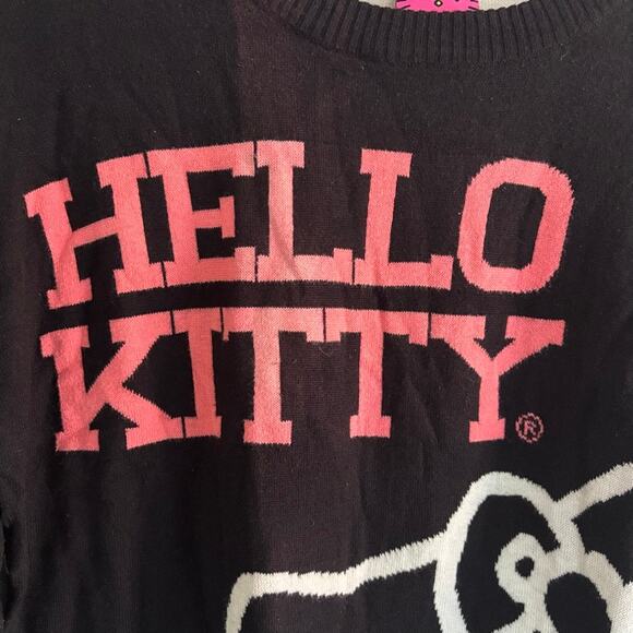 Hello Kitty Sz S Lightweight Graphic Print Sweater Striped Back Cuffed Sleeves - Picture 3 of 12